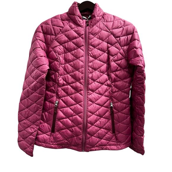 FREE COUNTRY packable cherry pink nylon down over jacket coat NWOT sz S - Picture 1 of 9